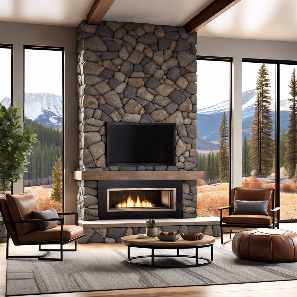 stone fireplaces with sleek mantels