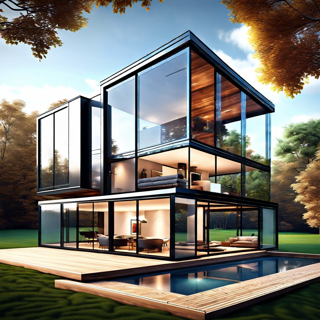 transparent glass cube home