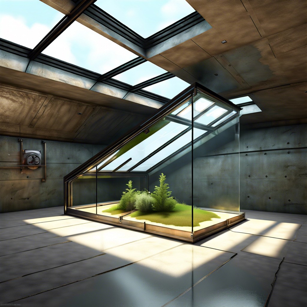 underground glass bunker with skylights