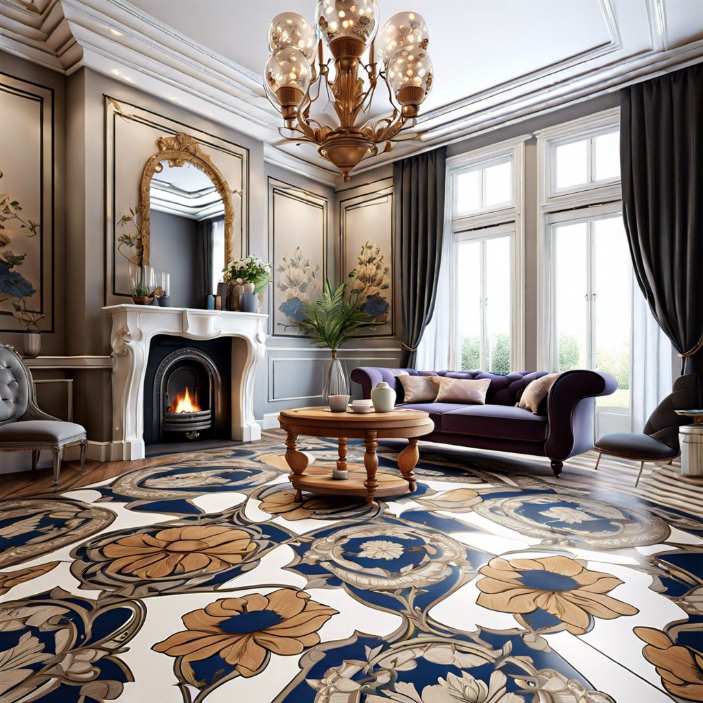 victorian floral patterns with sleek flooring