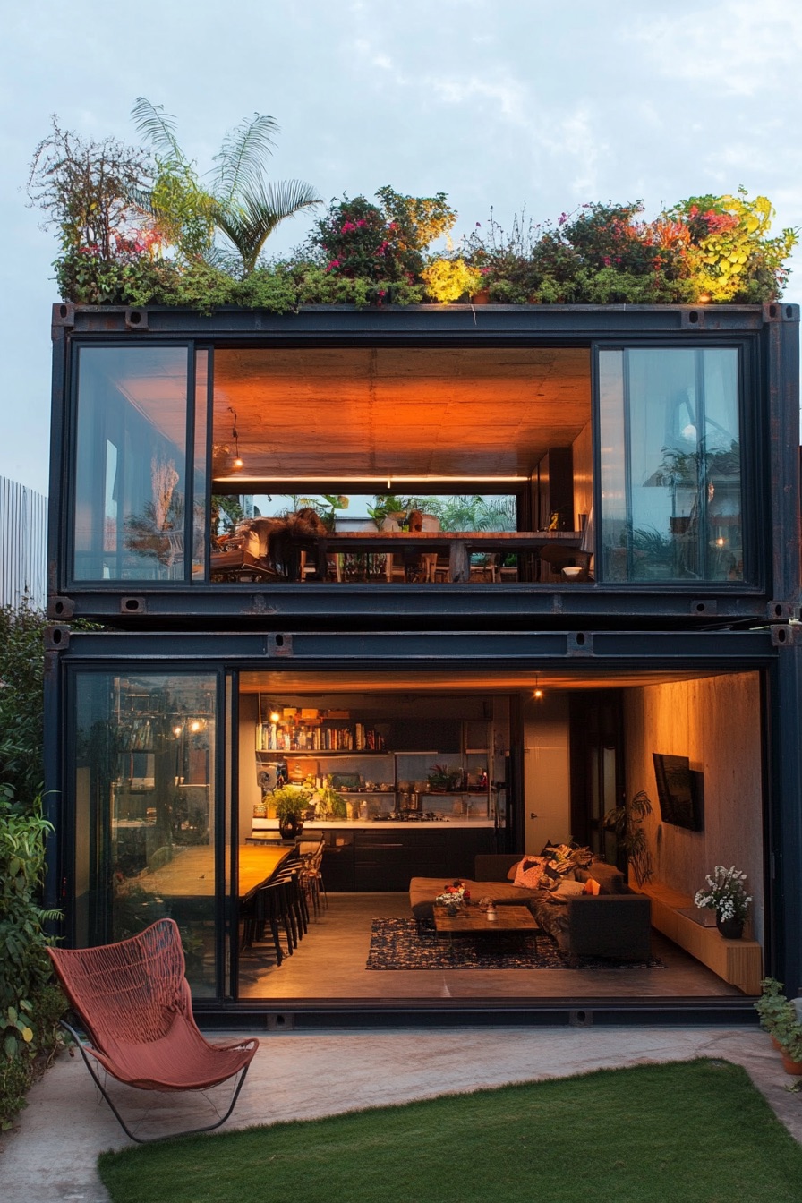 shipping container house rooftop garden 3