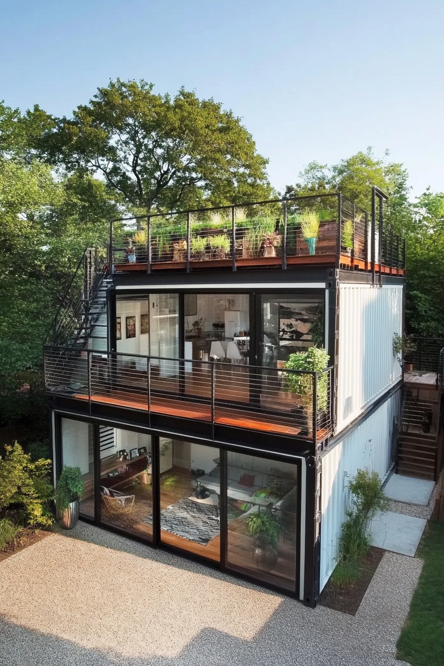 shipping container house rooftop garden 4