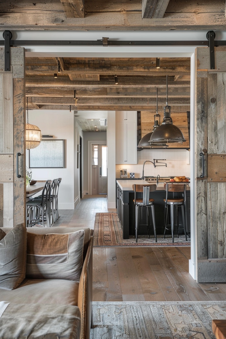 barn door in rustic barn interior