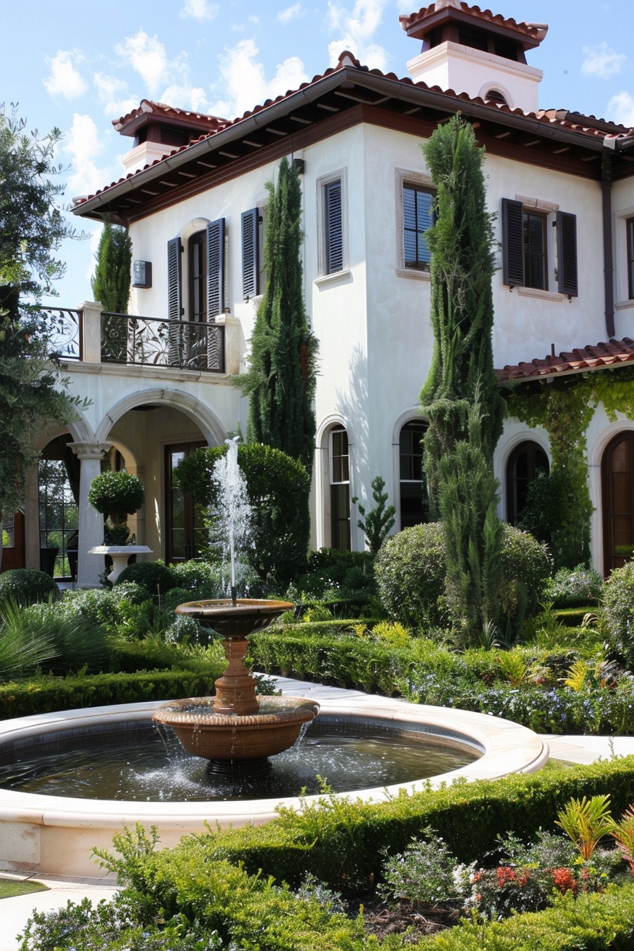 mediterranean house birdbath fountain