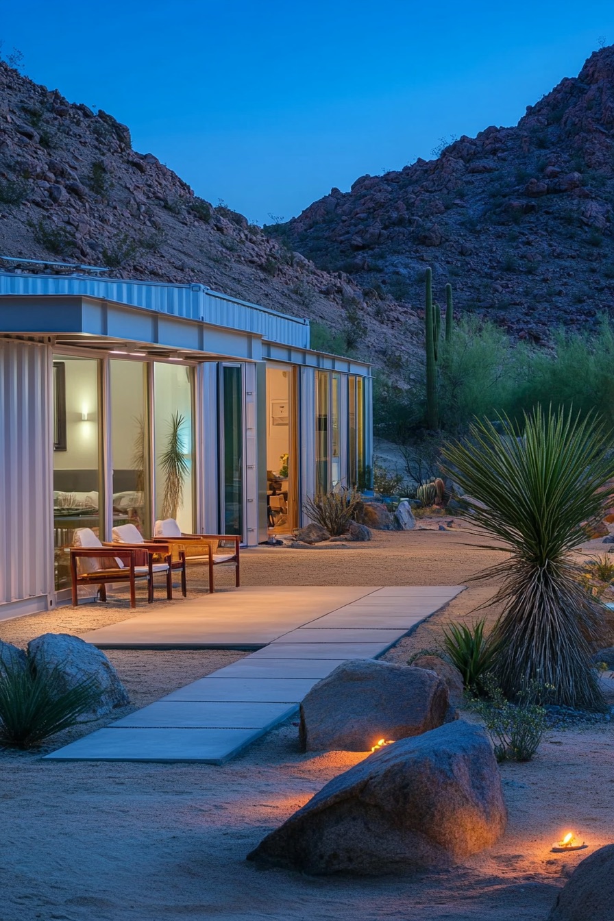 shipping container house in the desert 1