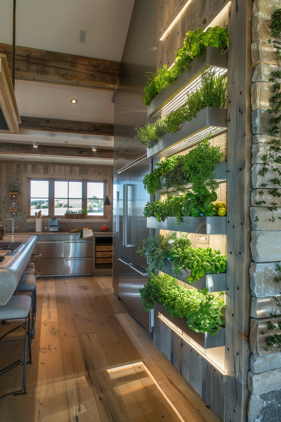 barn house kitchen vertical herb garden