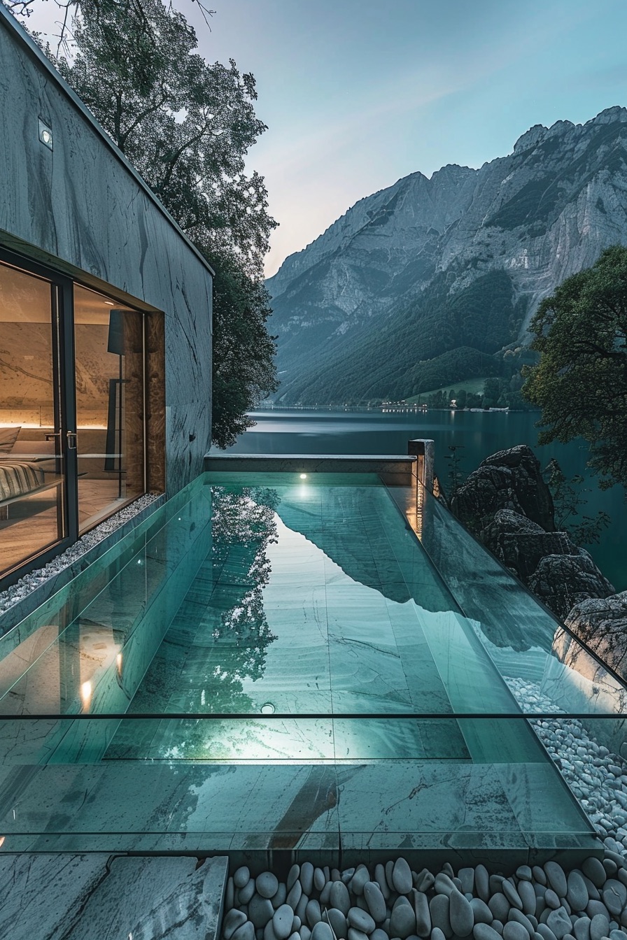 glass cabin glass pool