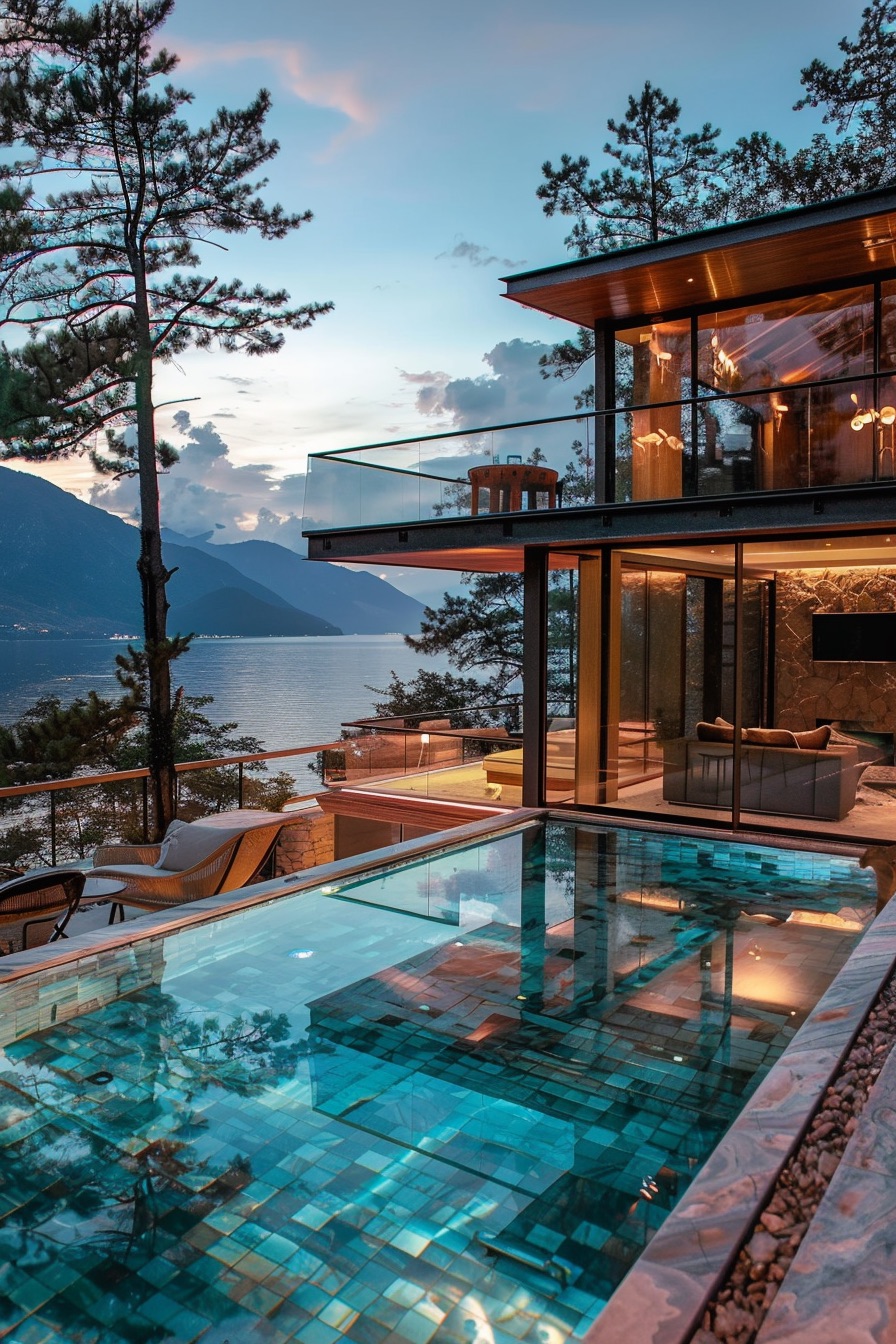 glass cabin pool