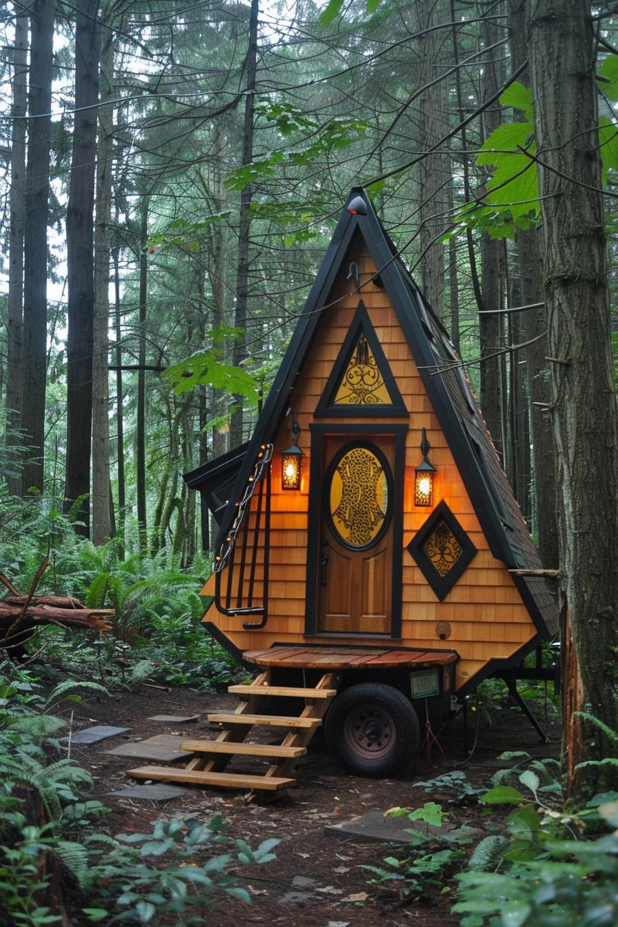 tiny pod cabin on wheels