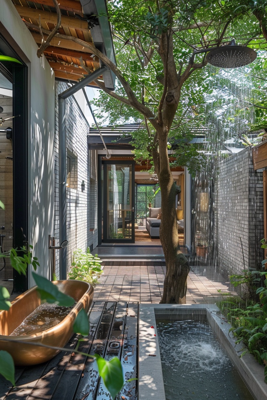 courtyard house outoor rain shower