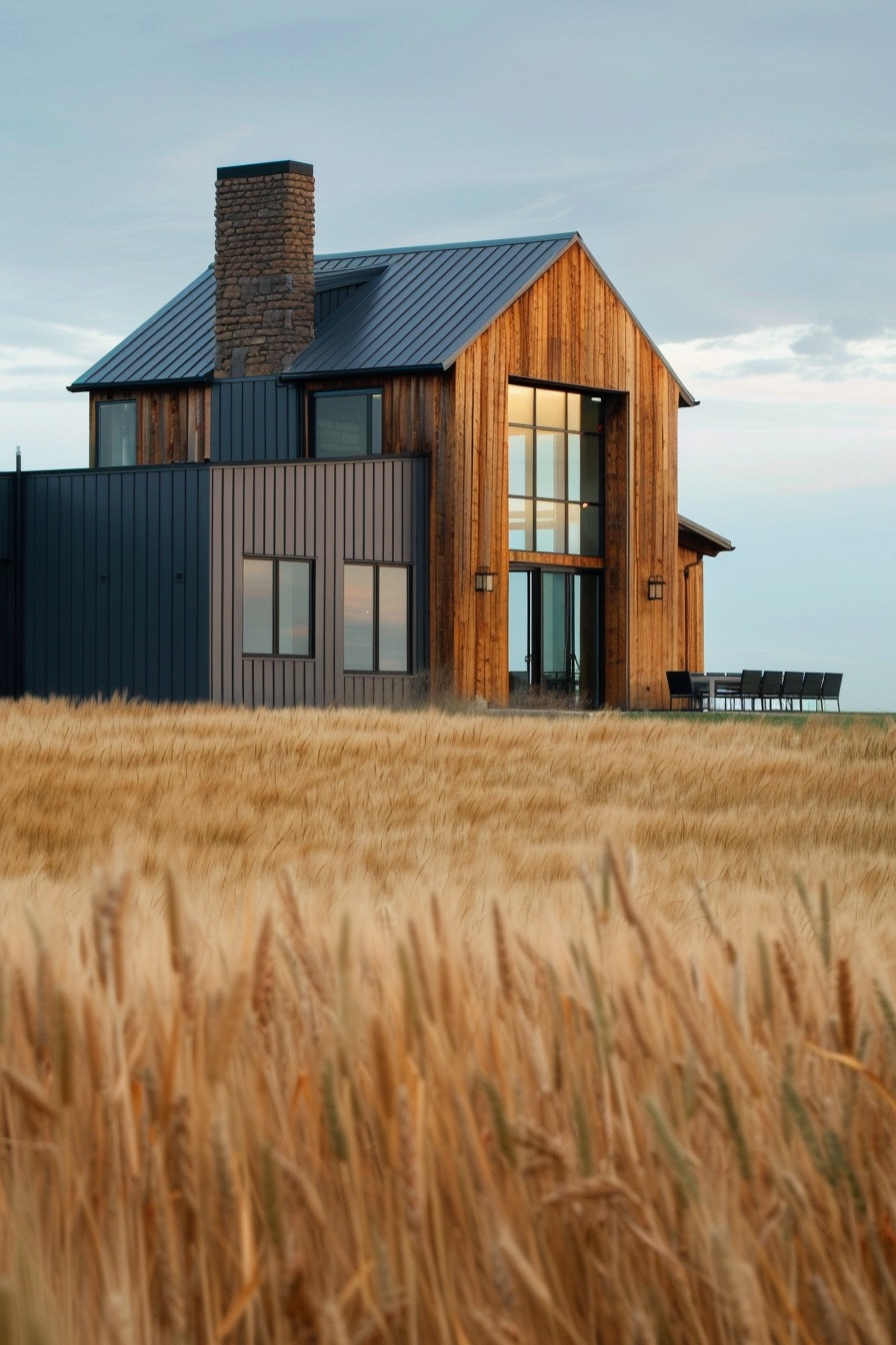 wood metal clad barn house