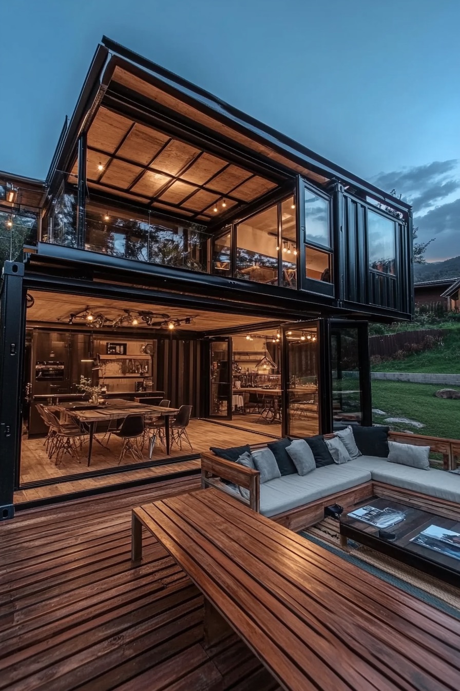 shipping container house mezzanine 1