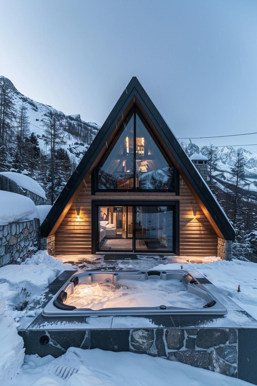 winter hot tub a frame house