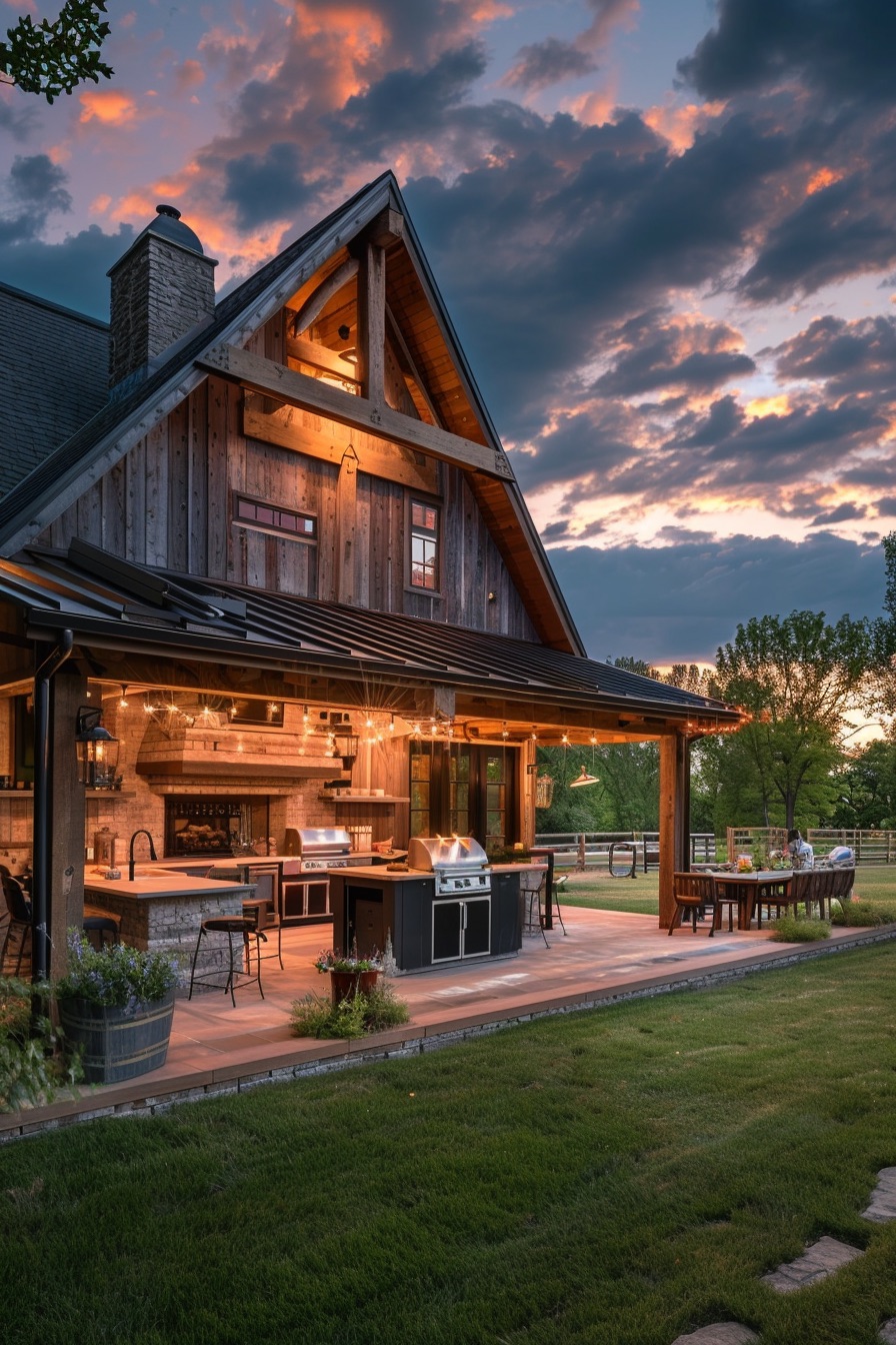 barn house patio outdoor kitchen