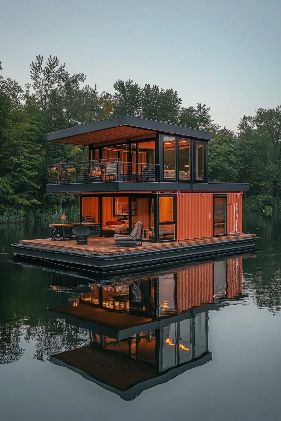 shipping container house houseboat 2