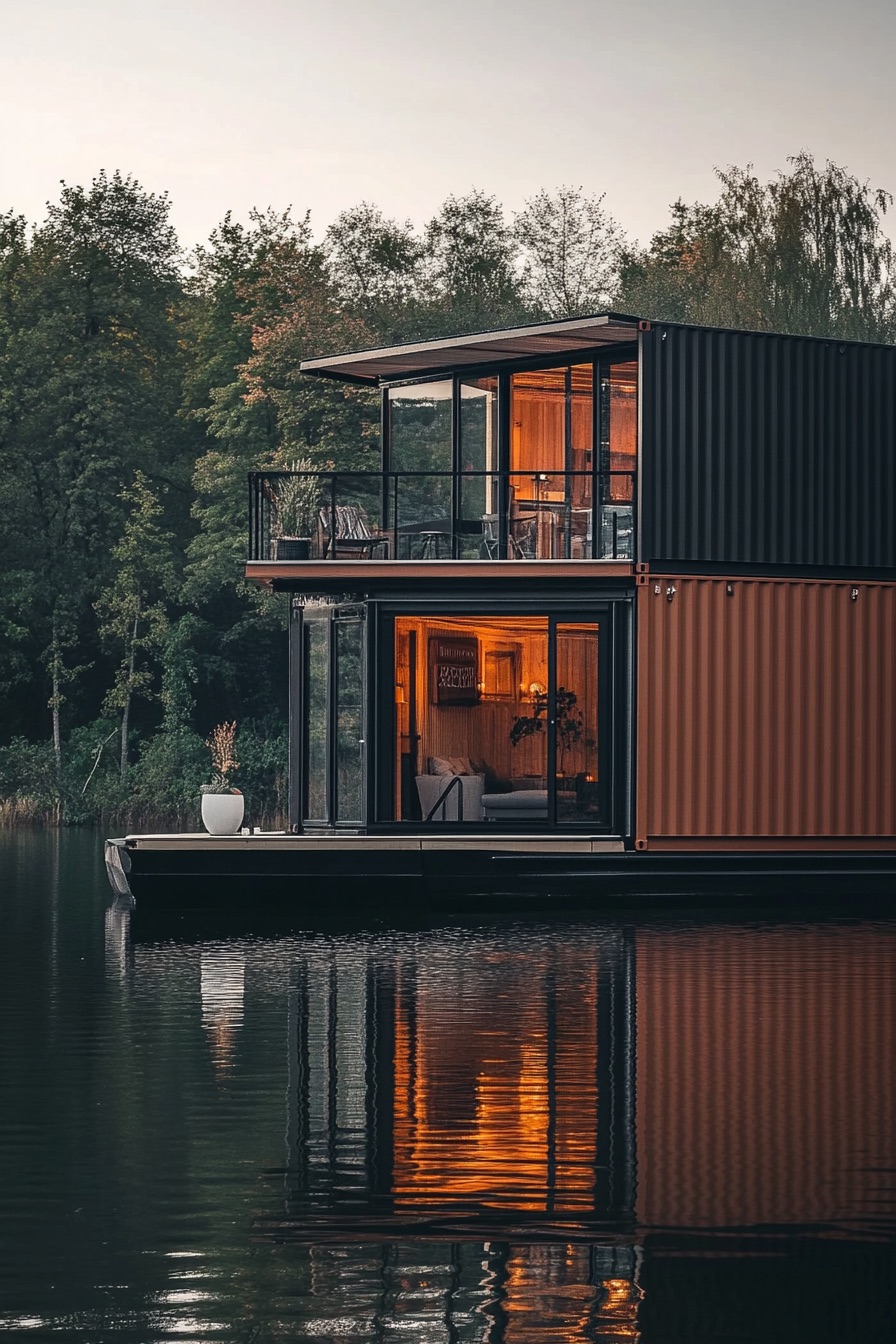 shipping container house houseboat 3