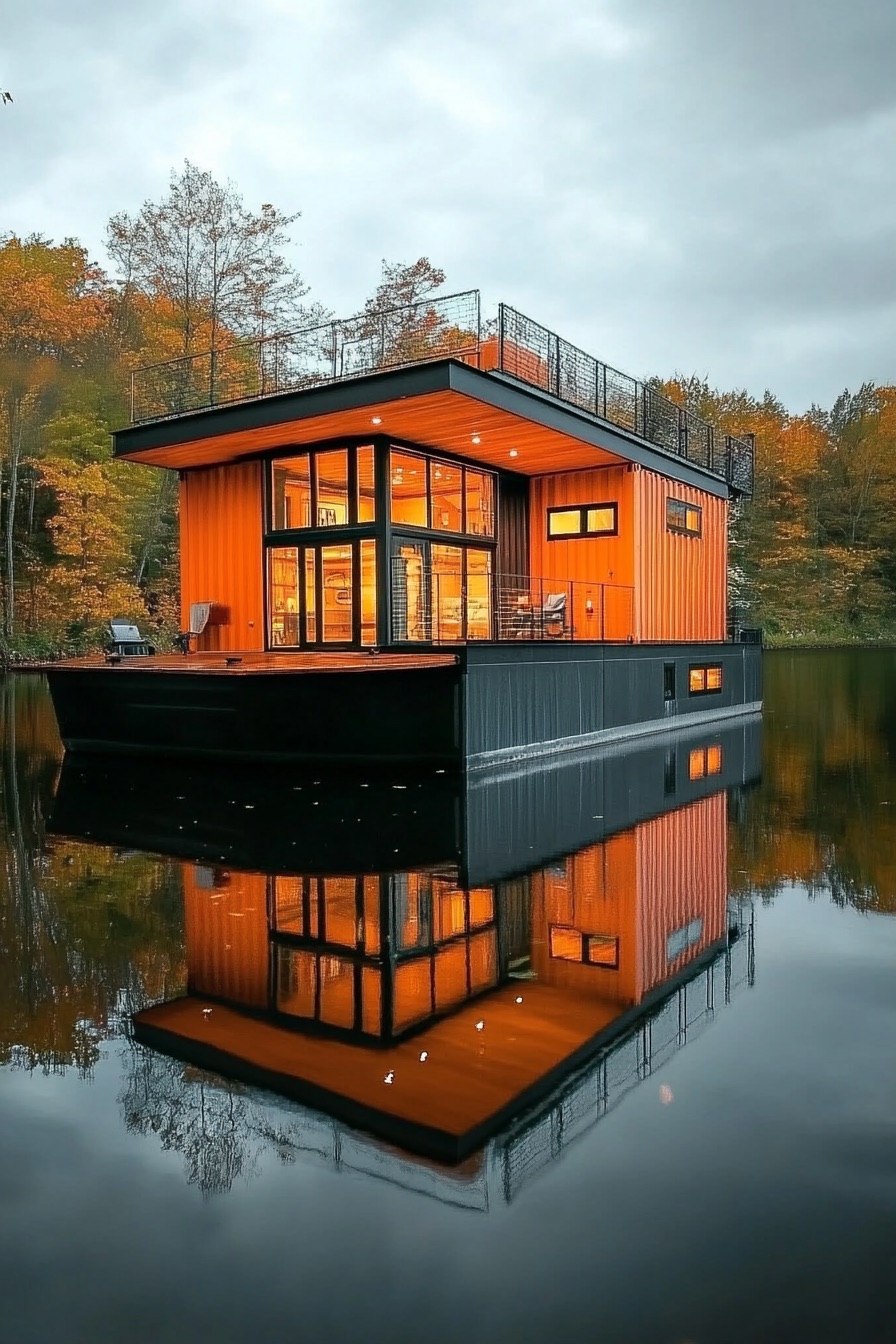 shipping container house houseboat 4