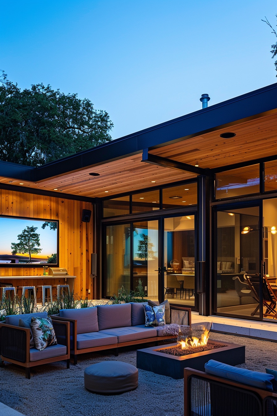 courtyard house outdoor wall tv