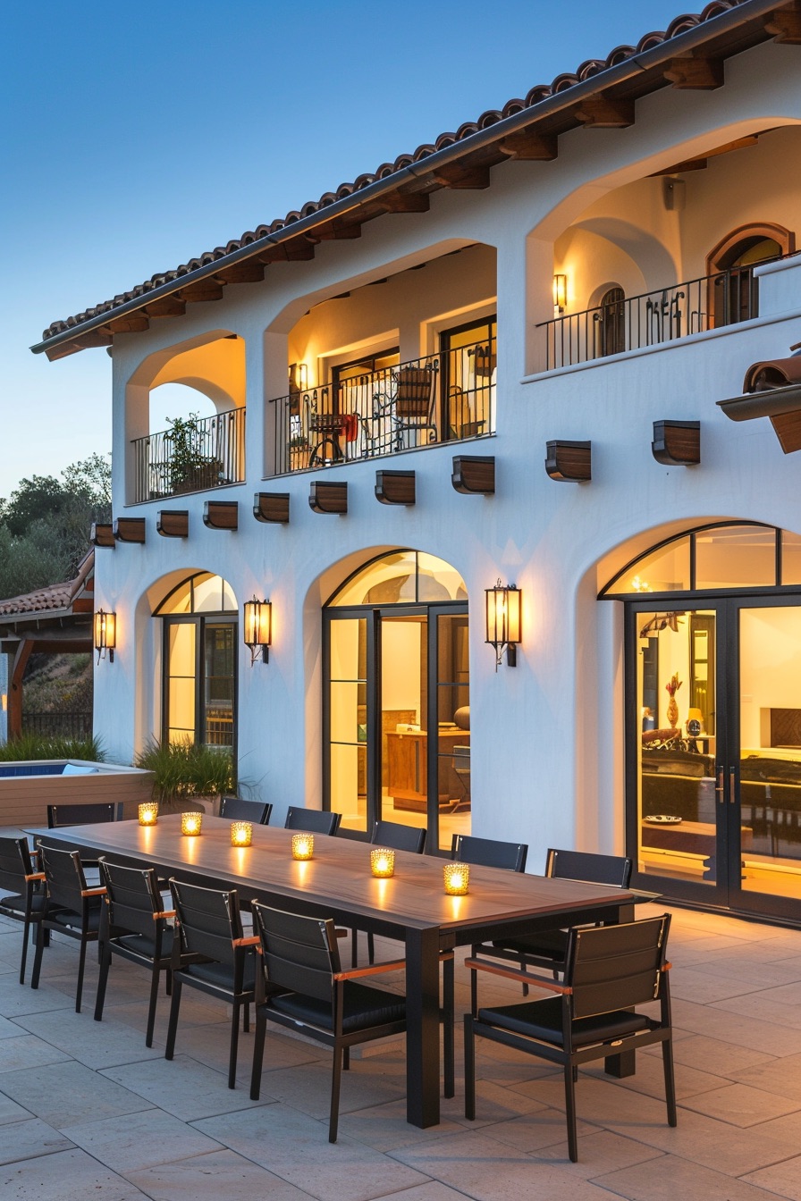 mediterranean house outdoor dining area