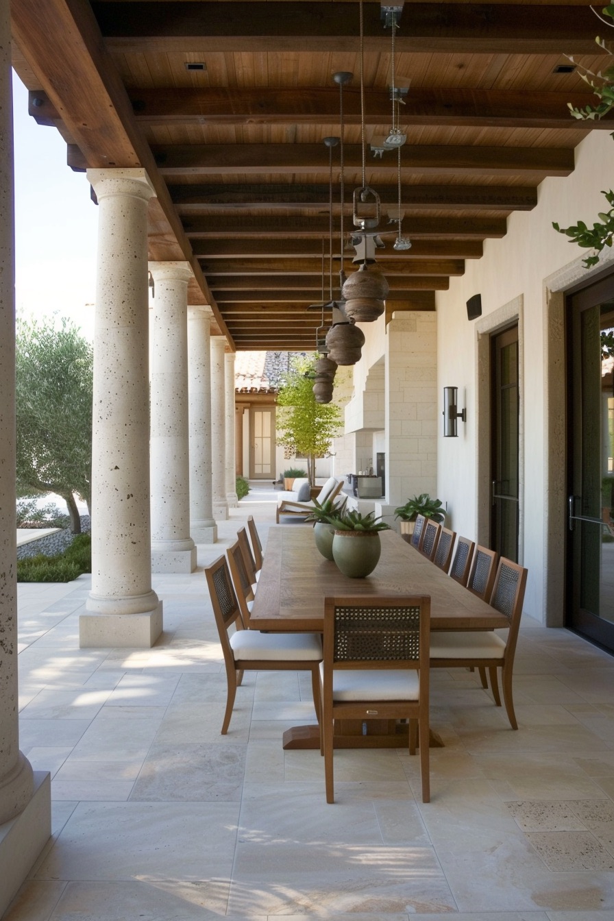 mediterranean house veranda dining area