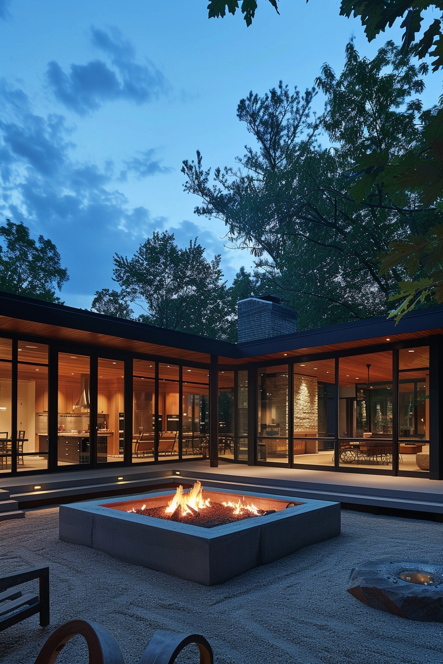 courtyard house centerpiece firepit