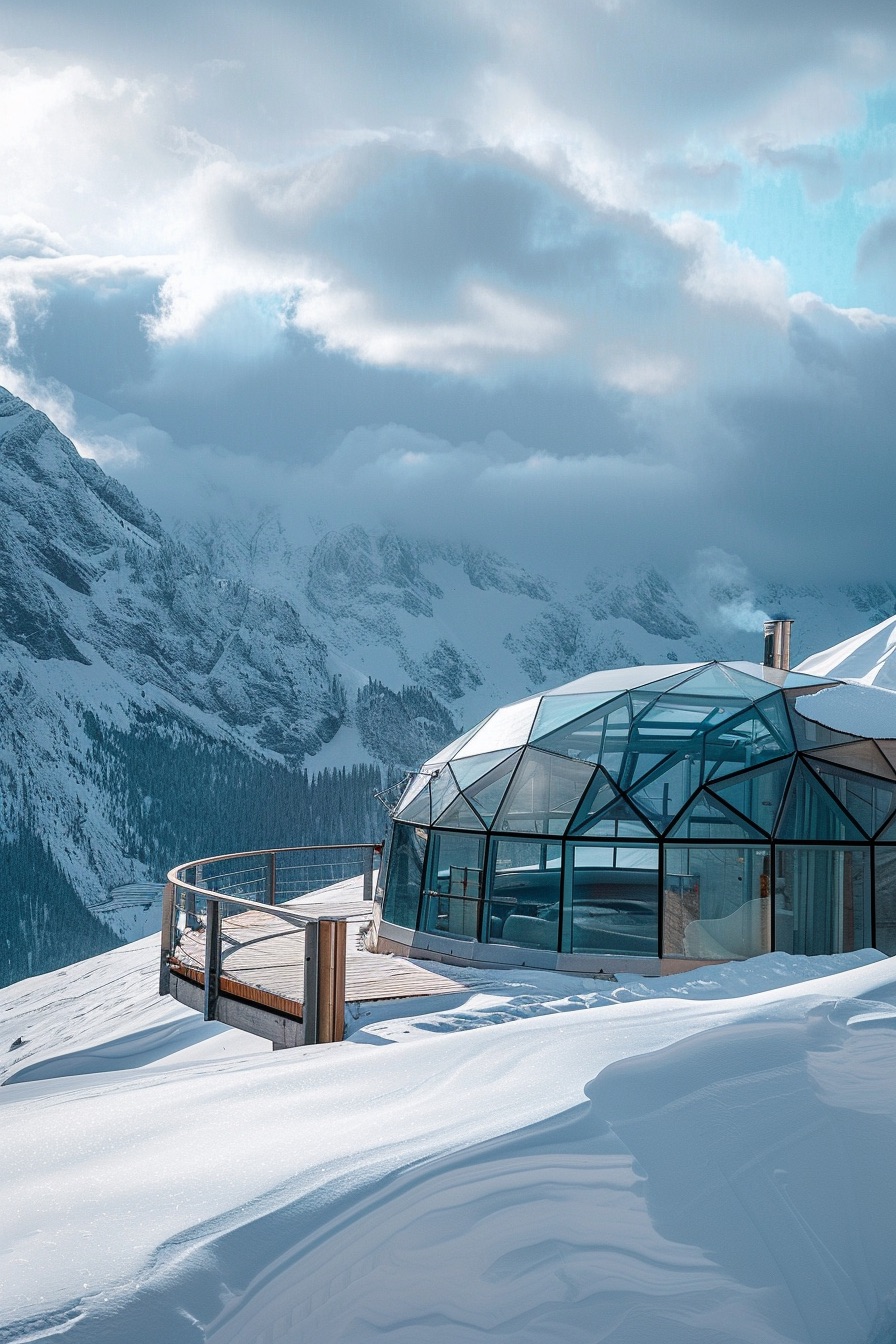 glass igloo with deck