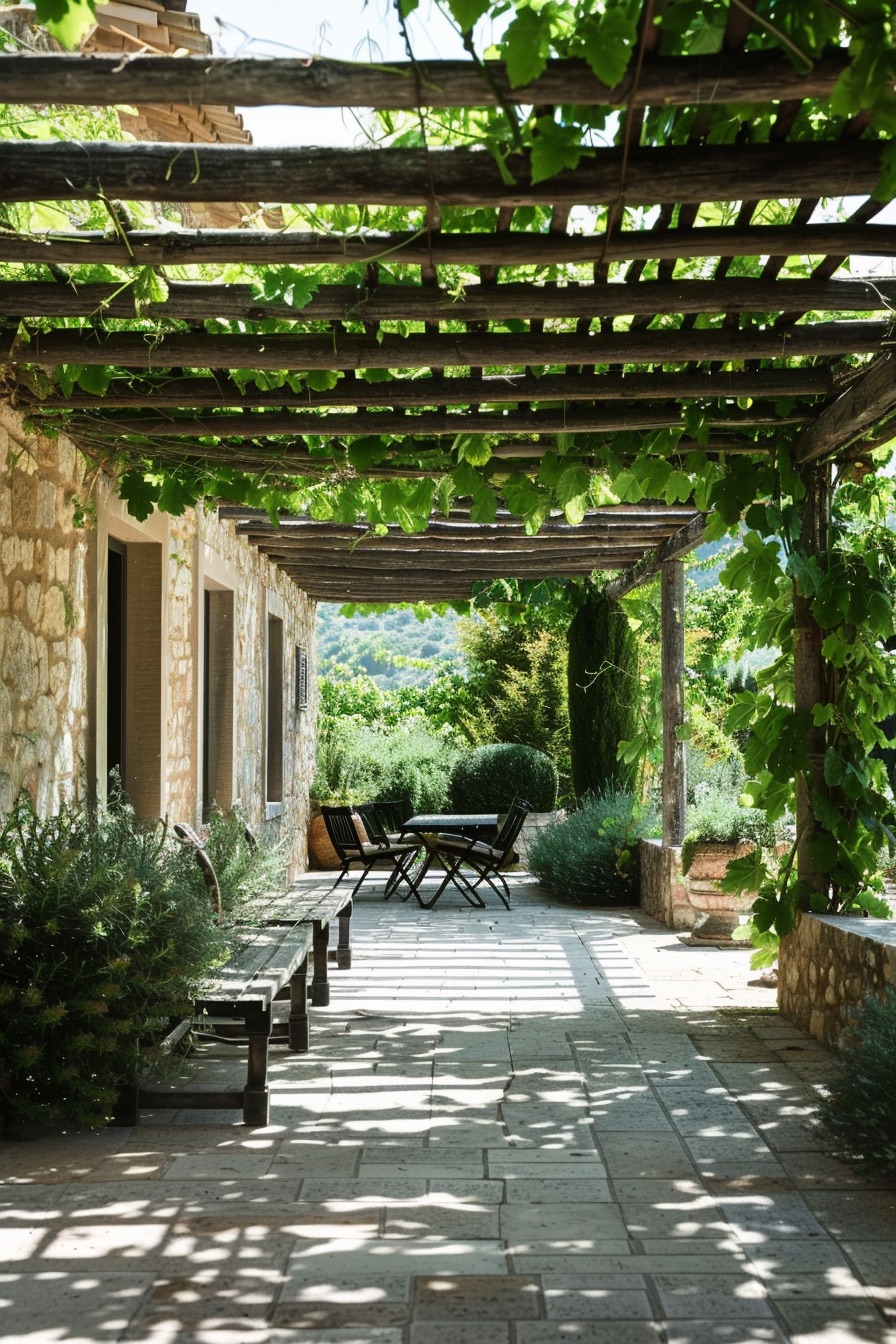 mediterranean house garden pergola