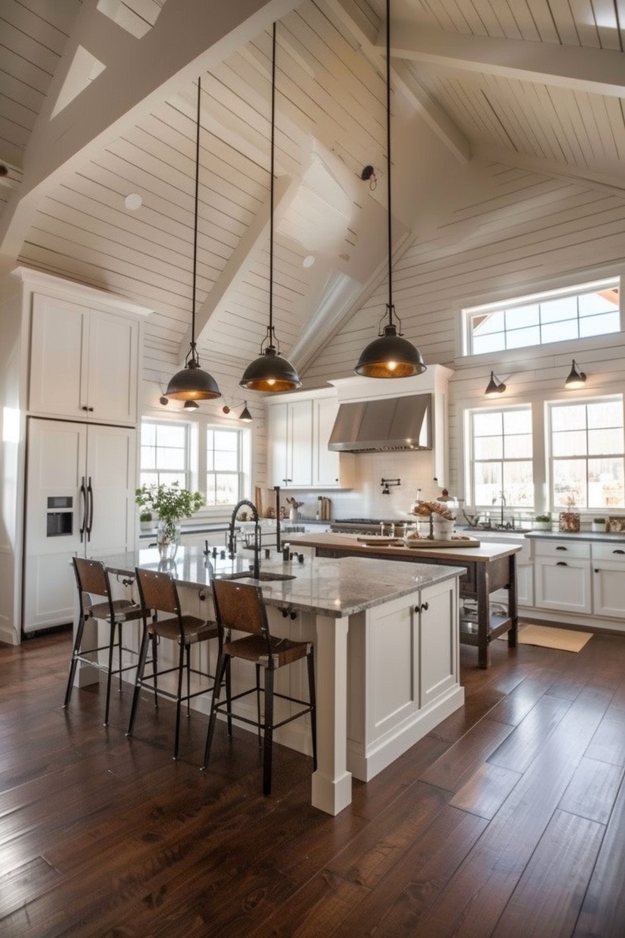 modern farmhouse kitchen in barn house