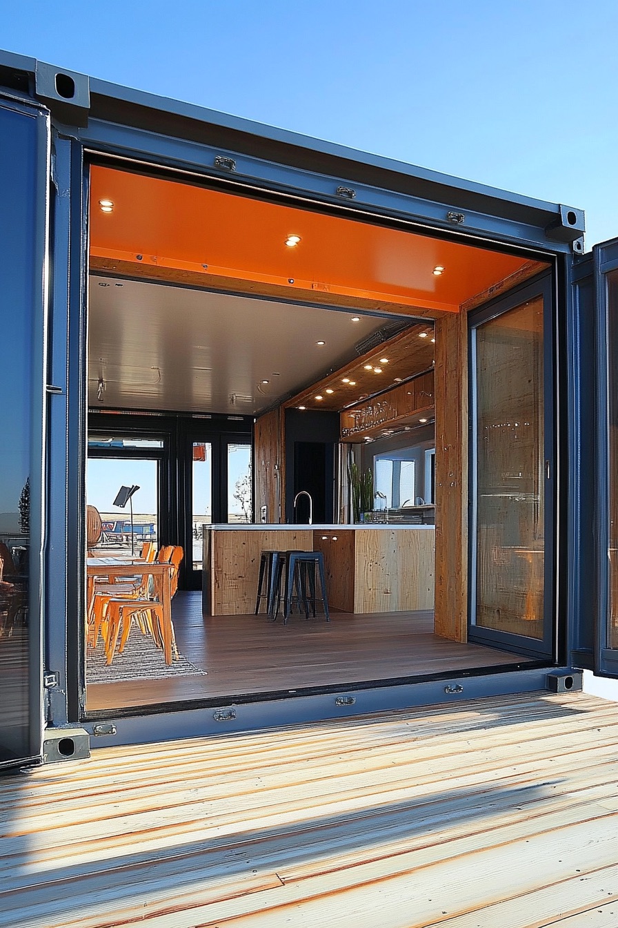 shipping container house with retractable walls 3