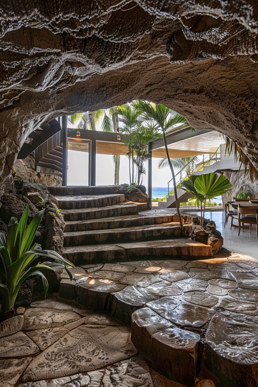 lava cave home with cave features