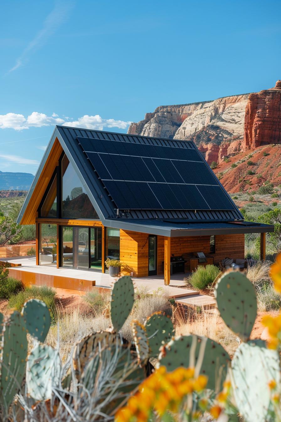 a frame solar house with carport