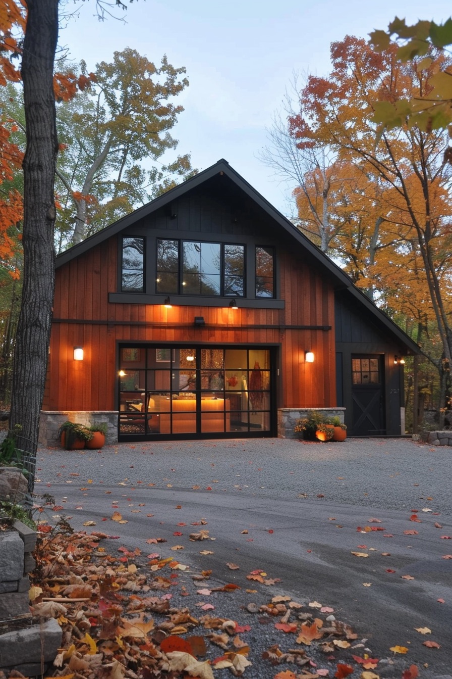 barn house large glass doors