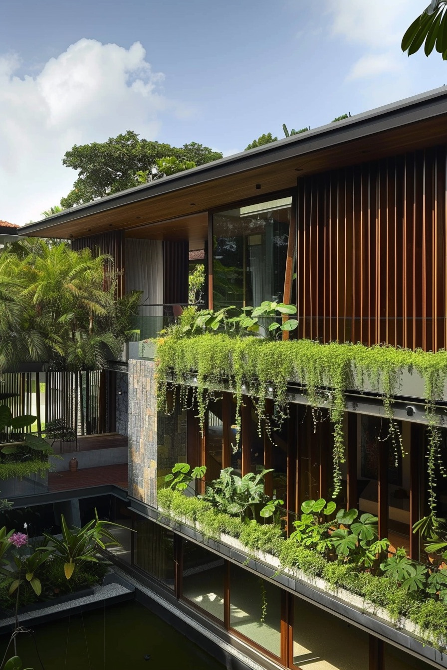 courtyard house vertical gardens with vine