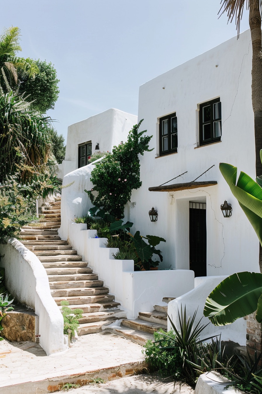 mediterranean house whitewashed facade