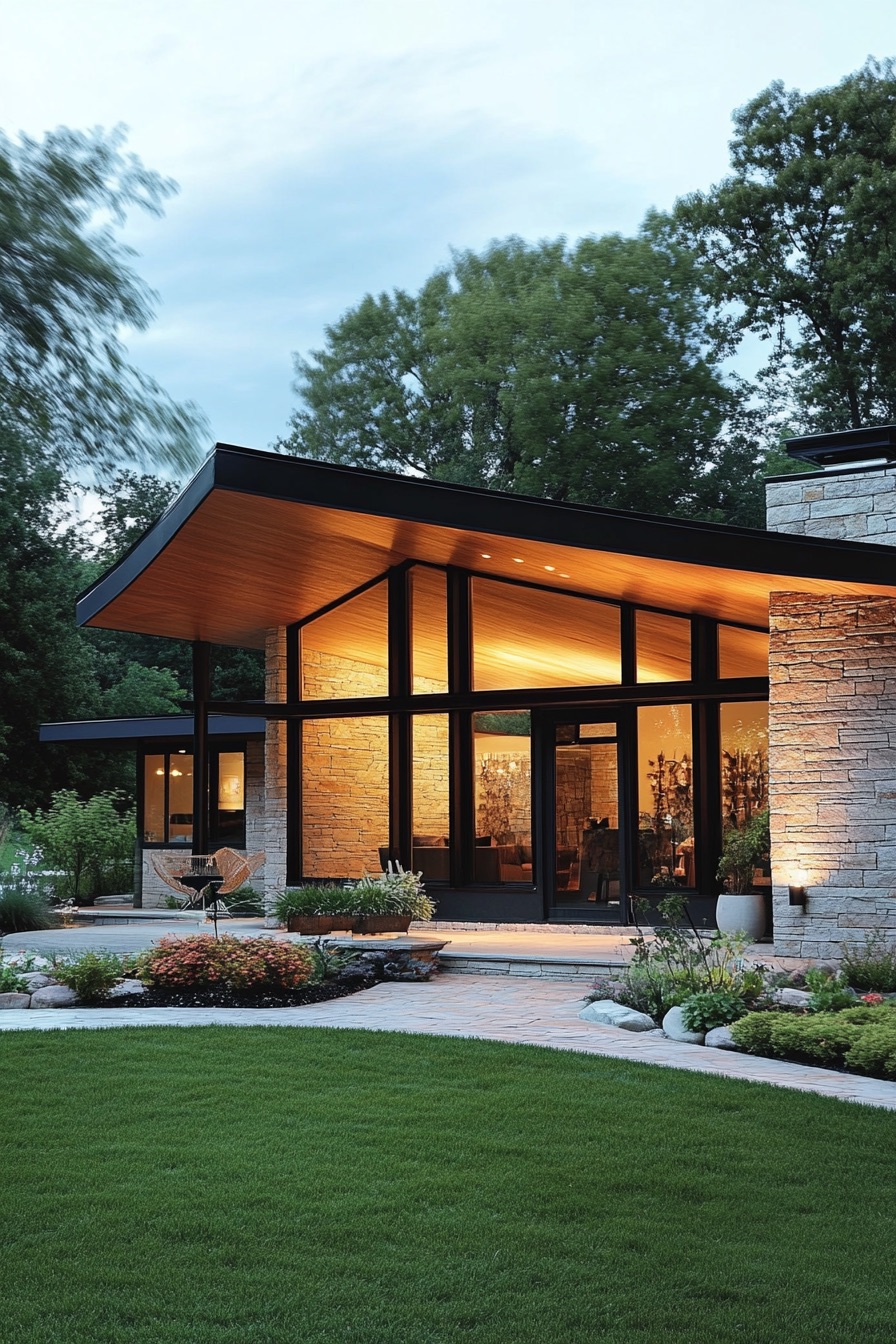 mid century modern house butterfly roof 1