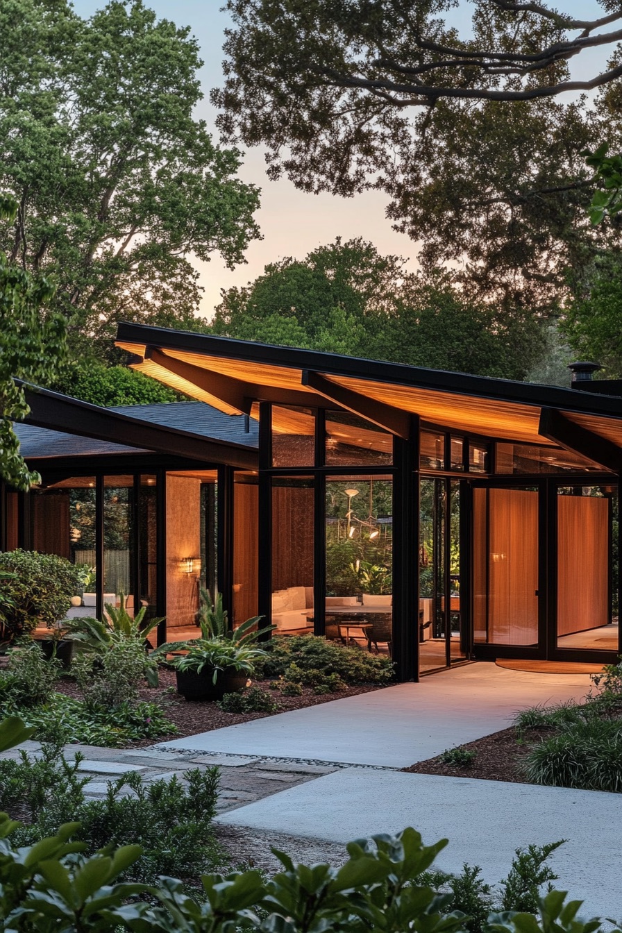 mid century modern house butterfly roof 2