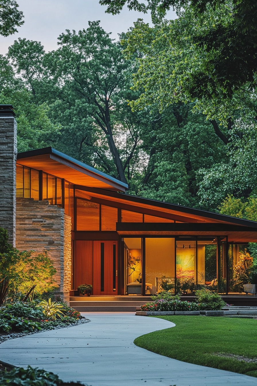 mid century modern house butterfly roof 4