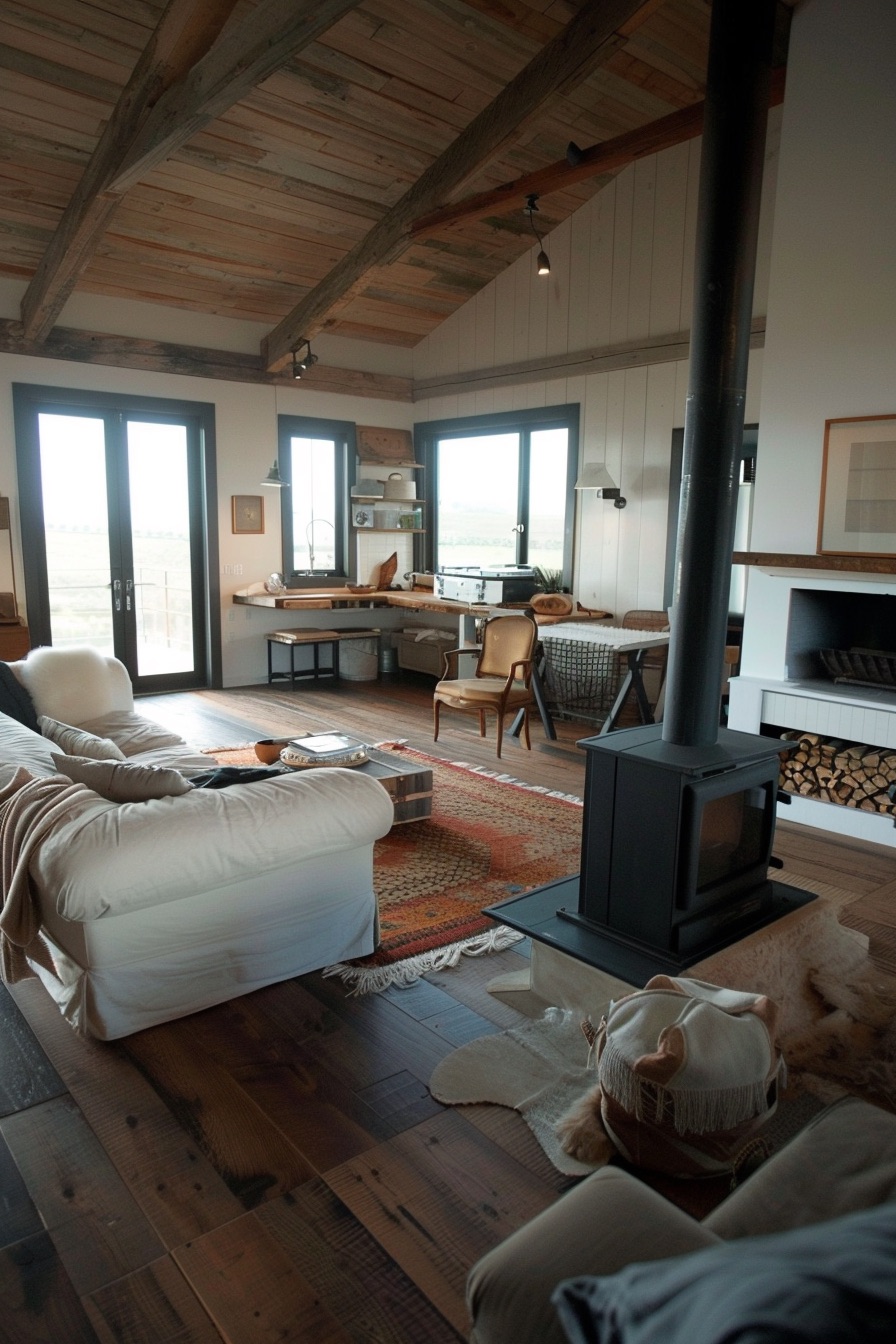 barn house interior living room