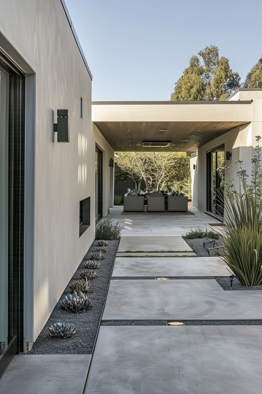 courtyard house concrete and gravel yard