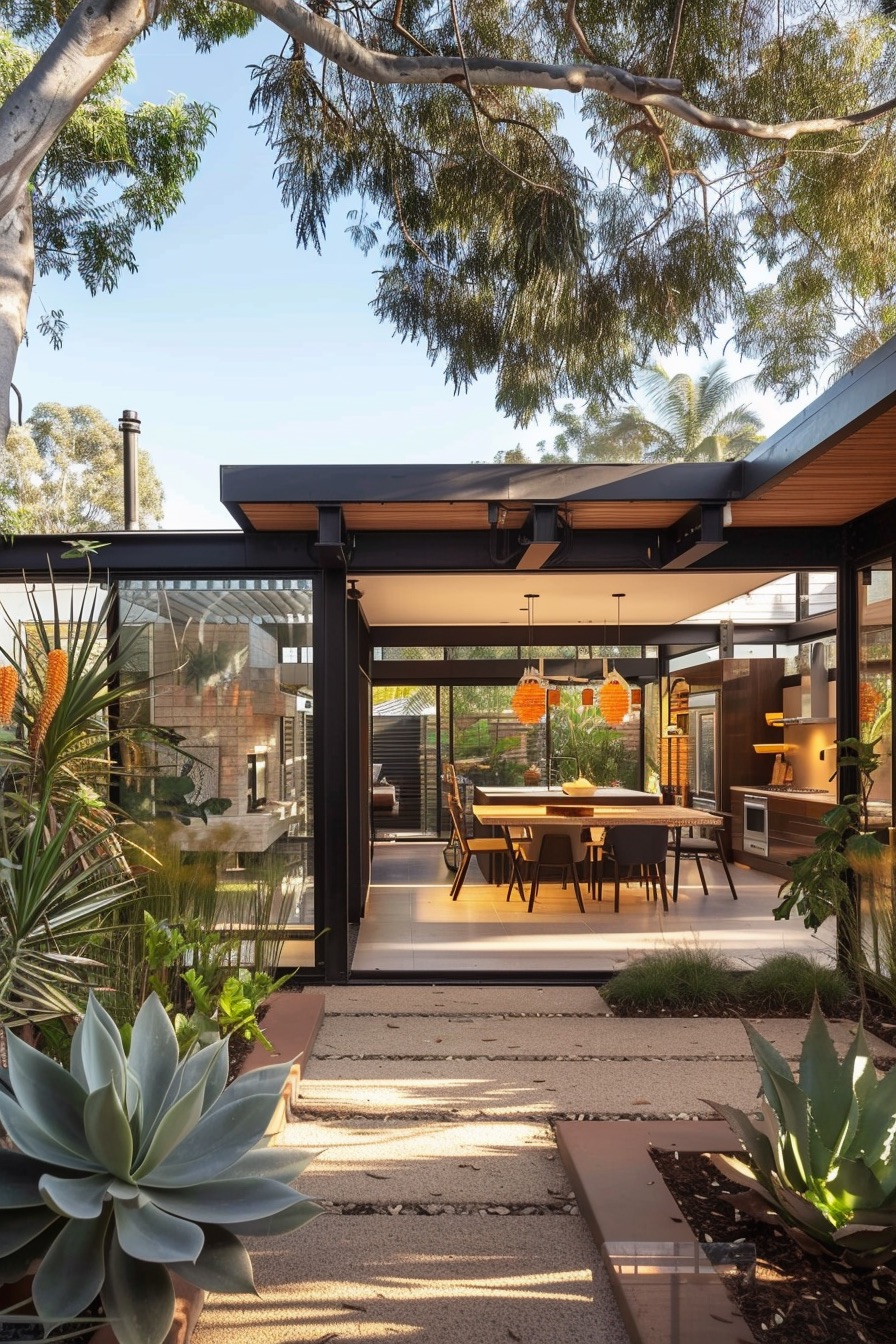 courtyard house patio connects to living area