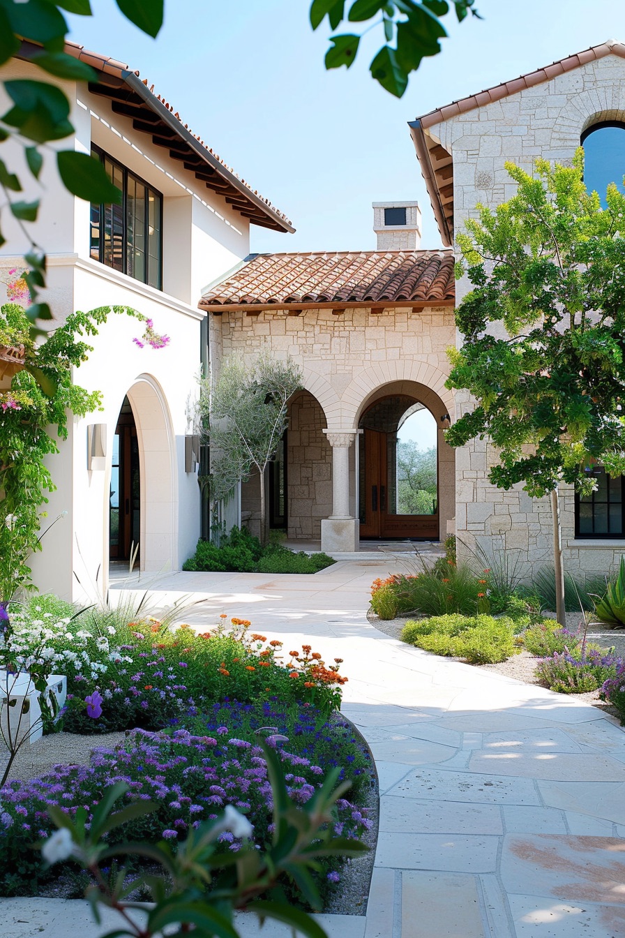 mediterranean house garden arched doorways