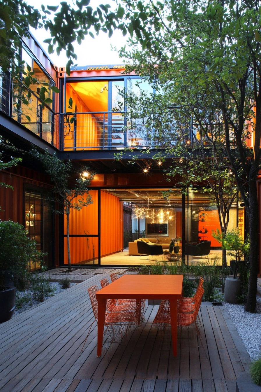 shipping container house courtyard 1