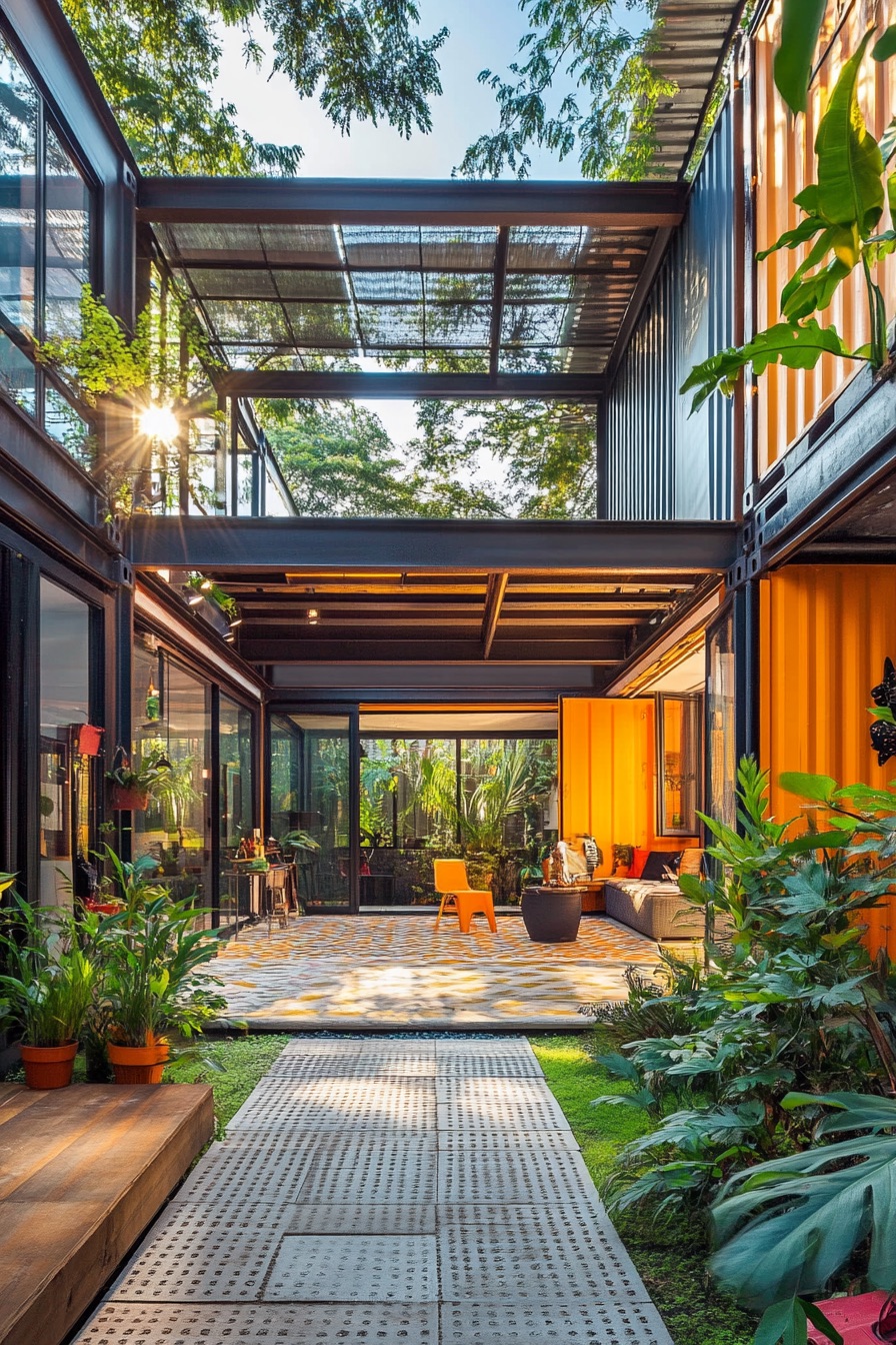 shipping container house courtyard 2