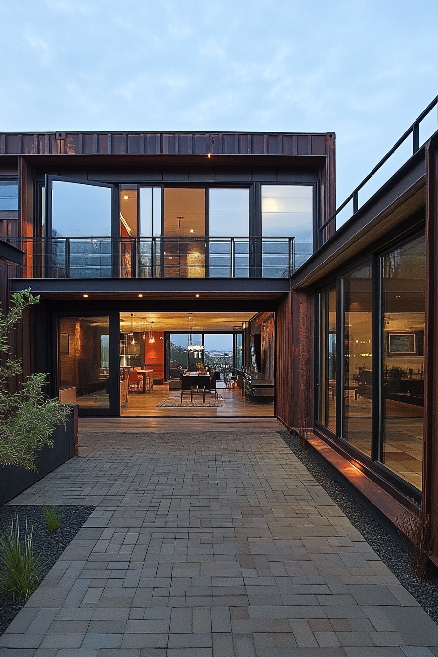 shipping container house courtyard 4