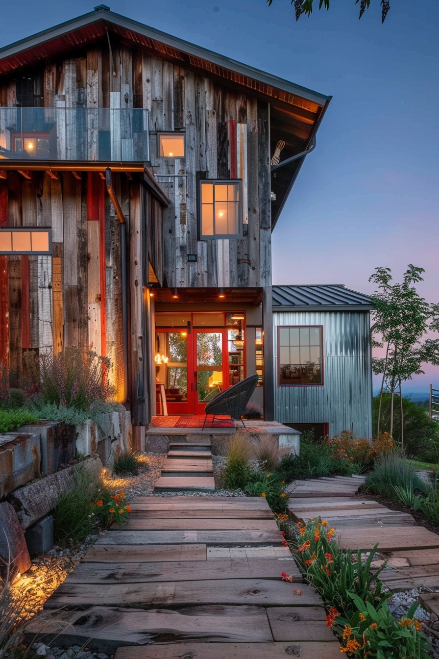 barn house reclaimed wood accent facade