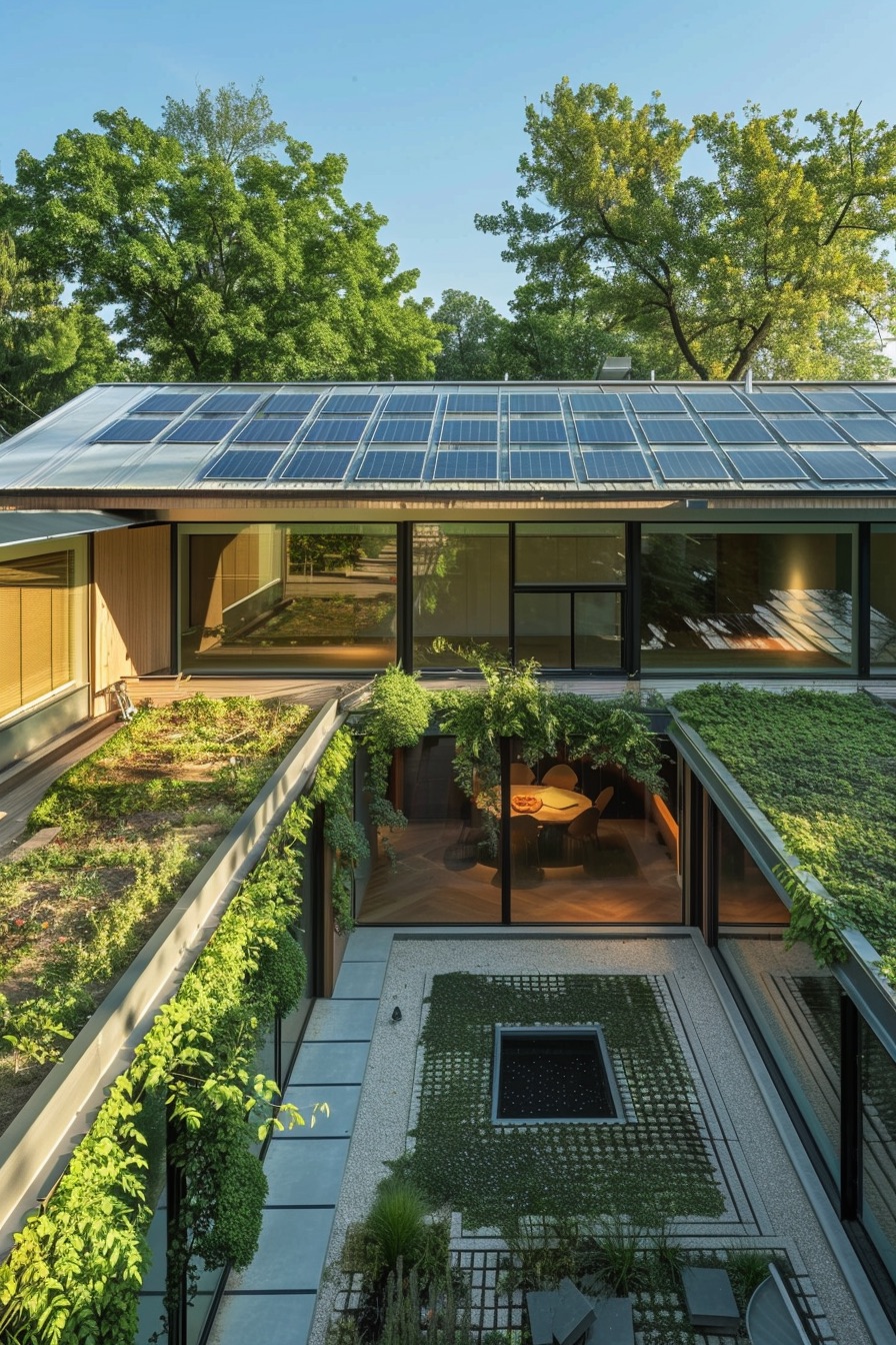 courtyard house roof gardens and solar panels