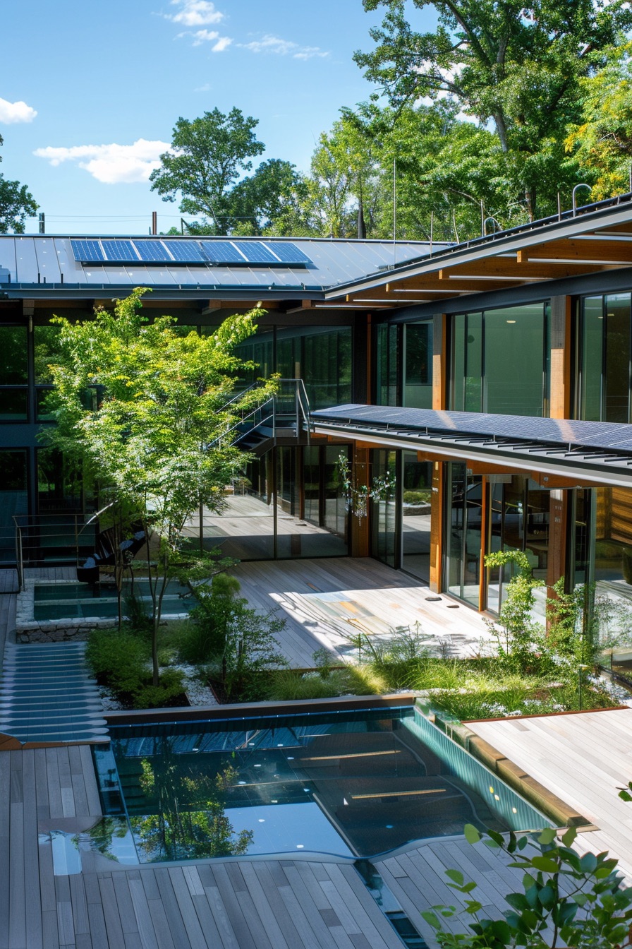 courtyard house with solar panels