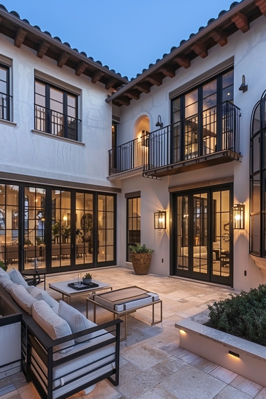 mediterranean mansion courtyard living 4