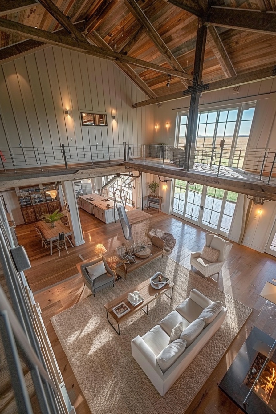 barn house interior lofted areas