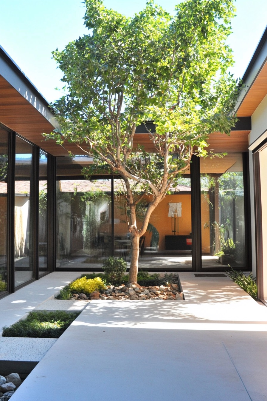 mid century modern house courtyard 1